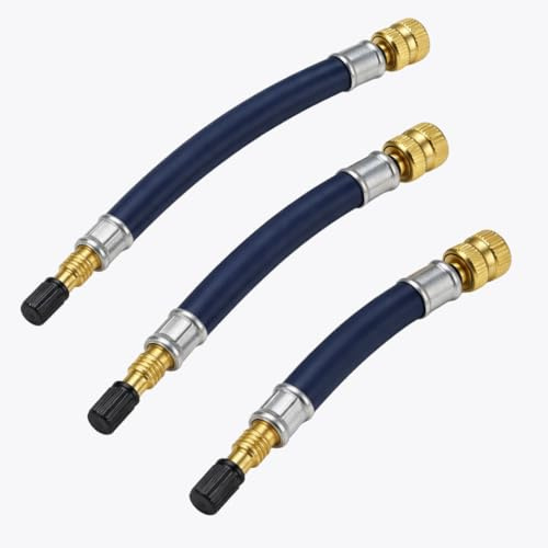 Manovella Lot de 3 rallonges de valve Schrader AV - 140 mm - 180 mm - 210 mm - Clapet anti-retour rotatif - Pour vélo, voiture, vélo électrique