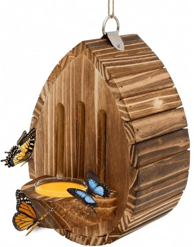 Casa de mariposa para jardín, casa de mariposa de madera en forma de lágrima