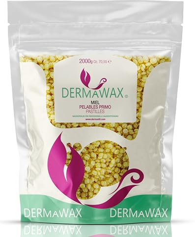 Dermawax 2 kg Honig Wachsperlen für professionelle Haarentfernung – Gesicht, Augenbrauen, Bikini, Achseln, Arme, Rücken, Brust & Intimbereich – Enthaarung ohne Vliesstreifen (2 kg, Honig)