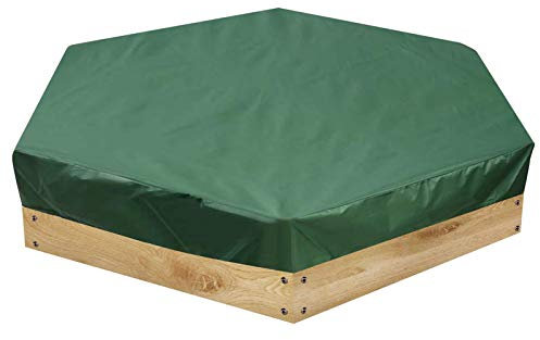 ISAKEN Hexagonal Sandpit Covers, Waterproof Dustproof Sandpit Pool Cover Protection Hexagon Green Sandbox Cover with Drawstring, for Outdoor Garden