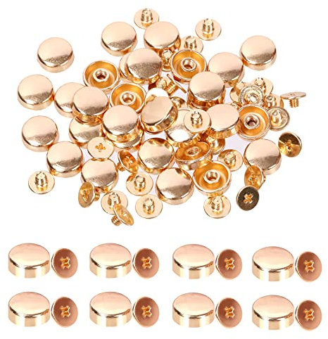 Glarks 32-teiliges Nieten-Set, goldfarben, Metall, flacher Kopf, Handtaschenfüße, Nagelkopf, Nieten, flache Schnalle, Metallnieten für DIY-Lederhandwerk