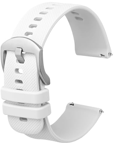 Anbeer 22mm Silikon Uhrenarmbänder für Herren Damen, Ersatzarmbänder mit Schnellverschluss,Weiß