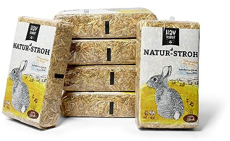 Hayrabbit - Natur-Stroh Für Kleintiere 6kg - Stroh Aus 100% Getreide - Abgepackt In 1kg Beuteln