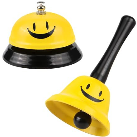 2 Piezas Campana De Mano, Timbre de Recepción, Timbre de Mesa para Restaurantes, Mostradores, Hoteles, Tiendas, Recepciones, Bodas, Campanas de Servicio