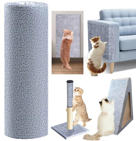 MESIXI 120x15.8 cat Scratch Furniture Protector Keep Couch Sofa Protection Anti Claws Corner Wall Scratcher Post sisal Scratching mat Carpet pad Cover Fabric Tree Guards remnants (Light Grey)
