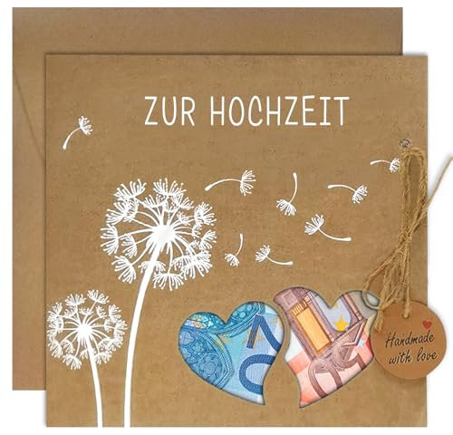 Luckeey Hochzeitskarte Geldgeschenk mit Umschlägen, Verpackung Geldgeschenk Hochzeit, Kreative Pusteblume Karte Hochzeit Geldgeschenk, Ideen Hochzeitsgeschenke für Brautpaar