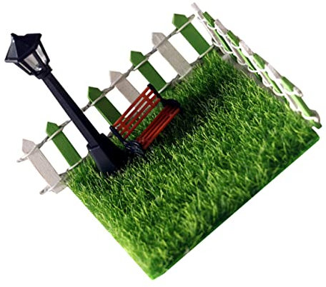 VICASKY Lot de 7 décorations de Jardin Miniatures avec Banc, lampadaire et clôture pour -paysages pour Jardins Miniatures et décorations créatives en intérieur et en extérieur