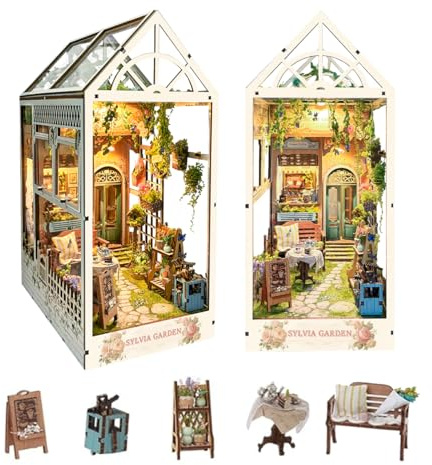 STRUCWOOD DIY Puppenhaus Kit für Erwachsene 2D Stereo Montage Nachtlicht Sensing Holz Buchstütze Puzzle Gebäude Modell (SQ-22)