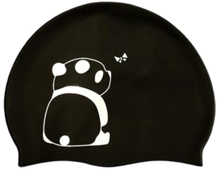 Cuffia da nuoto per adulti Cuffia di protezione per le orecchie Cuffia da nuoto antiscivolo Cuffia da nuoto unisex impermeabile Cuffia da nuoto elasticizzata Cuffia da nuoto estiva (Panda nero)