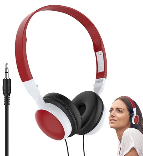 Fruusv Cuffie sovrauricolari con cavo, pieghevoli, con cancellazione del rumore, per computer e tablet