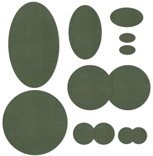 12PCS Down Jacket Repair Patch, Self Adhesive Nylon Fabric Repair Patch Tape for Down Jackets, Coats, Tents Clothing Repair Tape - Army Green