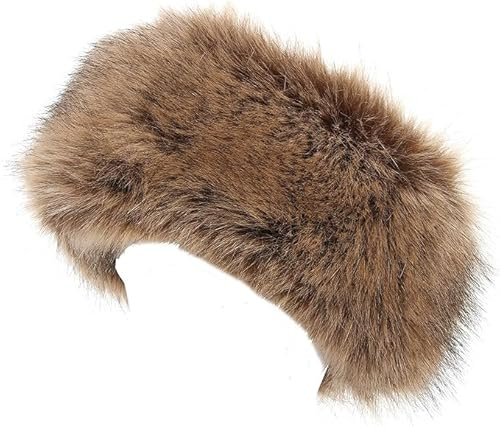 Faux Fur Winter Hat, Brown, Russian Style Trapper Hat, Cold Weather Headwear