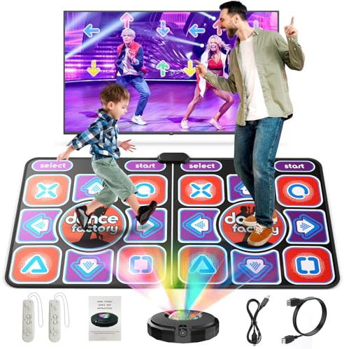 Tappetino da Ballo per TV con Telecamera, Tappeto da Ballo per Bambini e Adulti, Tappeto Danza Interattivo con Modalità 4 Tasti, 6 Tasti, Singolo e Doppio Giocator, per Ragazze 3 4 5 6 7 8 9 10+ Anni
