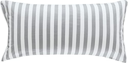 Erwin Müller Wende-Kissenbezug, Kissenhülle Single-Jersey Streifen Silber-weiß Größe 40x80 cm - mit Paspel, temperaturausgleichend, formstabil, pflegeleicht, mit praktischem Reißverschluss