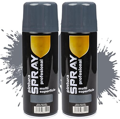 Etrexonline Pintura Spray Multicolor Profesional 400ml Adecuado Metal Madera y Plástico - Color Gris Oscuro (Paquete de 2)