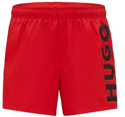 HUGO Herren ABAS Schnell trocknende Badeshorts mit vertikalem Logo-Print Hellrosa XXL