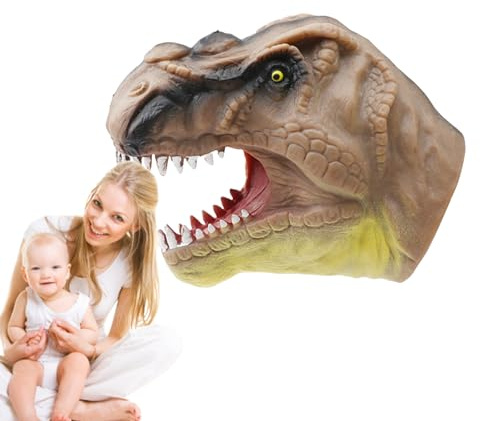 Wpsagek Marionnette à Main Dinosaure, marionnette Dinosaure,Marionnettes à Main de Requin Alligator de Dessin animé - Jouet à Main tête d'animal en Caoutchouc Souple, de Bain de Plage et de