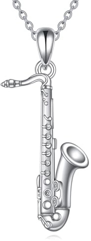 YFN Chaîne saxophone en argent sterling 925 pour amoureux de la musique - Cadeau pour homme et femme