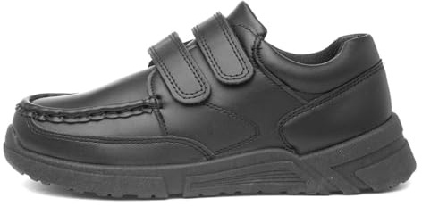 Trux Boys Black Easy Fasten School Shoe - Size 5 UK - Black