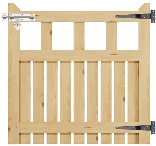 INMOZATA Garden Gate Wooden Pedestrian Gate with Gate Lock and Hinge, 3ft Wide x 3ft High (90cm Wide*90cm High)