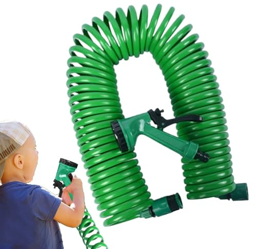 Manguera de jardín, tubo de agua expandible, manguera de jardín con patrones de pulverización, fácil manejo y uso versátil, diseño en espiral eficiente, 10 metros para barcos, caravanas, limpieza de