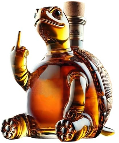 Dégantre à whisky, carcane à vin de 350 ml de tortue montrant son majeur, 5.1x5.1x7.1 Flash whisky en verre transparent avec bouchon pour cadeaux, cruches