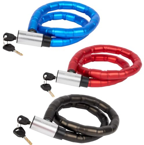 Lucchetto Bici Antifurto Acciaio Rinforzato 80 cm Flessibile Resistente Taglio Spirale Bloccaggio Automatico Intrecciato Motocicli Scooter Catena Bicicletta (MULTICOLOR)