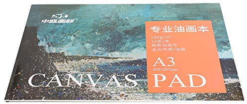 Haofy Libro de Papel para Pintura Al óleo A3, 10 Hojas, Almohadilla de Lona de Algodón para Pintura Al óleo y Acrílica, 16,5 X 11,7 Pulgadas, Preparado para Usar Herramientas de