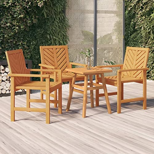 Drainlyn Trädgårdsmatstolar, 3 st. massivt trä, akacia med armstöd, väderbeständig, stapelbar, 62 x 59 x 88 cm, balkongstol, terrassstol, utomhussittmöbler för avslappnade stunder
