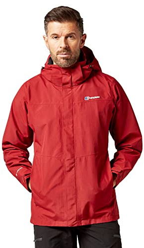 Berghaus Men’s Maitland GORE-TEX® Jacket with Adjustable Hood, Hem & Cuffs, Interactive (IA) Zip, Waterproof, Breathable & Windproof Raincoat (UK, Alpha, M, Regular, Regular, Red)