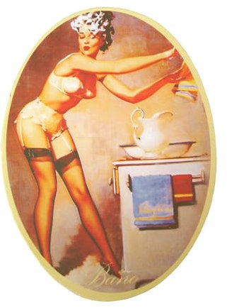 PLACA MADERA ADHESIVA CARTEL PUERTA LETRERO OVAL BAÑO LAVABO ASEO SERVICIO WC CHICA LENCERIA AGUAMANIL