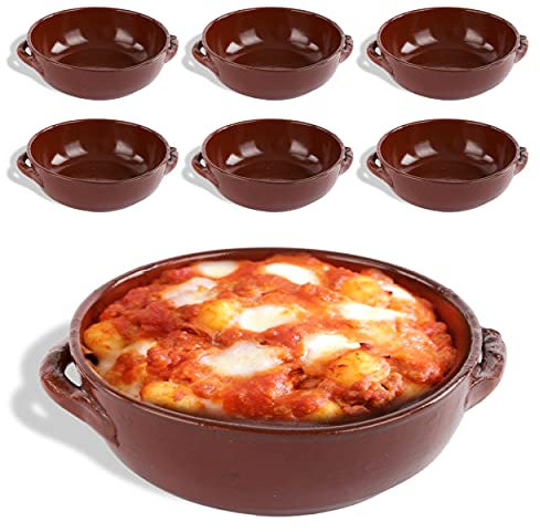 kasalingo 6 Tegami in coccio monoporzione da Forno 15 Cm, terrine di Terracotta Che esaltano Il Sapore Naturale dei cibi, Ciotole in Terracotta per zuppe, Pasta al Forno 100% Made in Italy.