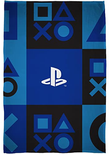 PlayStation Fleece Blanket Bed Throw Controller Icons Check Design | Super Soft Blanket | Perfect for Any Bedroom, 100 x 150cm