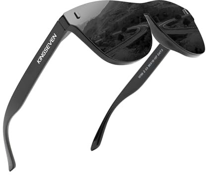 KINGSEVEN Polarisierte Sonnenbrille Männer Frauen Retro Outdoor Sport Golf Radfahren Angeln Wandern Verspiegelte Vollformatbrille 756 (Black-de)
