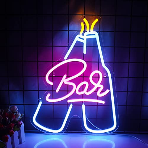 Wanxing Panneau néon « bar », lumineux LED, multicolore, avec alimentation USB, pour décoration murale, bar, club, bistro, fête