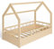 ms factory Hausbett Kinderbett 80x160 cm mit Rausfallschutz und Lattenrost - Einzelbett aus Kiefernholz für Mädchen und Junge - Natur Farblos