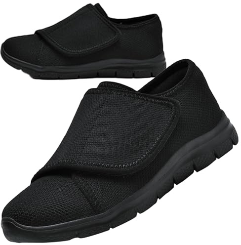 Aocase Scarpe Diabetiche per Donna Scarpe Ortopediche Slip-on Chiusura Regolabile Scarpe da Passeggio Scarpe per Riabilitazione Scarpe comode Elasticizzate,Nero,43/265mm
