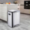 STARNINE 40L Dual Compartment Recycling Bin 2 Section Stainless Steel Kitchen Bin Waste Pedal Dust Bin Soft Closing Lid Finger Print Proof Removable Inner Compartments (Silver)