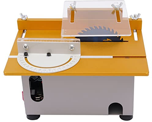 Mini sierra circular de mesa de 300 W, mesa de precisión ajustable, sierra ingletadora de acero 9000 RPM