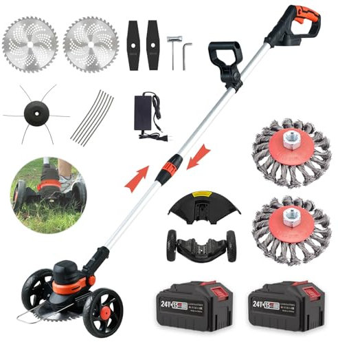 ZHHR Rasentrimmer mit Akku und Unkrautbürste für Makita-Akkus, 24V Akku Rasentrimmer, 4 in 1 rasentrimmer,115-165CM Teleslopstiel (23cm Schnittbreite,7500R/min) für Rasen Garten Beschneiden