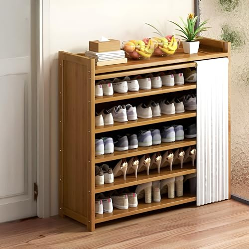 Warmiehomy Shoe Rack with Dustproof Cover, 6-Tier Shoe Storage Cabinet