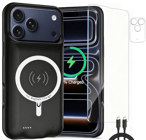 Fraternize Custodia a batteria per iPhone 17 Pro, custodia di ricarica portatile ricaricabile da 10.000 mAh, compatibile con iPhone 17 Pro (6,3 pollici), con custodia di ricarica per batteria esterna