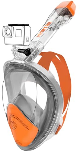HINATAA Maschera da snorkeling integrale a 180°, design a doppia palla galleggiante, anti-perdite, sistema di respirazione completamente asciutta e anti appannamento, set professionale per snorkeling