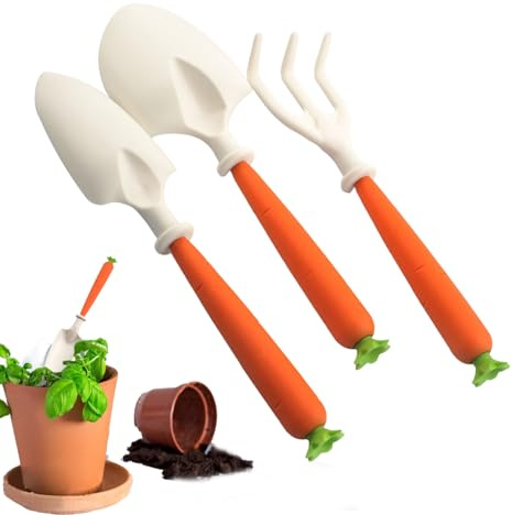 Set di attrezzi da giardino per bambini, pala con manico per carote, set di attrezzi per il giardinaggio, giocattolo da giardinaggio, per esterni, piante, scavare, trapiantare, aiuola, prato