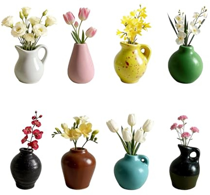 Yaxloi 8 Piezas 3D Mini Jarrones Iman, DIY Imanes Nevera, Iman Nevera Jarrones Decorativos, Apto para Puertas de Frigorífico, Pizarras Magnéticas y Todo Tipo de Superficies Magnéticas
