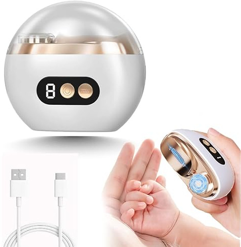 Tagliaunghie Elettrico, 2 in 1 Tagliaunghie e Lucidatore per Unghie con Luce LED, 3 Velocità Regolabile & Efficiente e Non Dannoso per le Mani, per Bambini, Adulti, Anziani