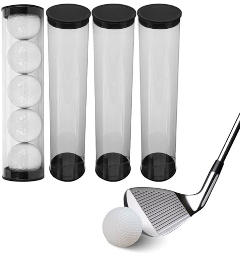 ADOCARN 4pcs Golf Ball Tube Pvc Display Box with Caps Portable Golf Ball Collection Case Featuring Antirolling Stability and Personal Daily Practice