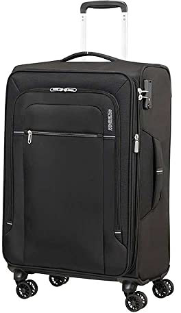 American Tourister Crosstrack - Spinner M, Erweiterbarer Koffer, 67 cm, 71,5,77 L, Schwarz,Grau (Black,Grey)