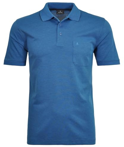 RAGMAN Herren Softknit-Polo mit Brusttasche, Kurzarm Blau-Melange-765, 3XL