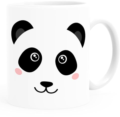 MoonWorks® Tazza in plastica per bambini, motivo: orso panda, motivo animali, idea regalo per ragazzi e ragazze, tazza in plastica bianca